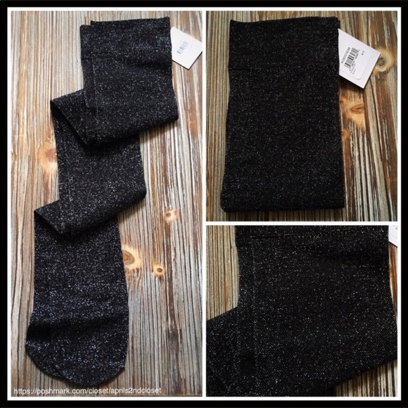 BLACK OVER THE KNEE TALL SPARKLE BOOT SOCKS - Picture 7 of 8